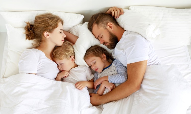 Family unbothered by noise asleep